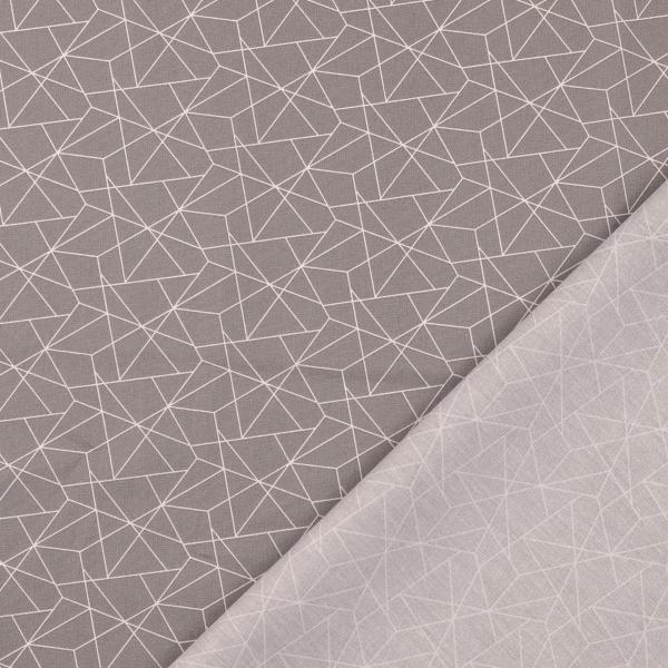 Baumwolldruck Grafisches Muster in Weiß auf Hellgrau